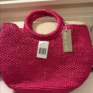 Mar Y S Hot Pink Serena Woven Tote Bag NWT